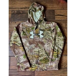 Under Armour Camo Realtree Advantage Max-1 Hoodie Fleece Lined Logo Mens
